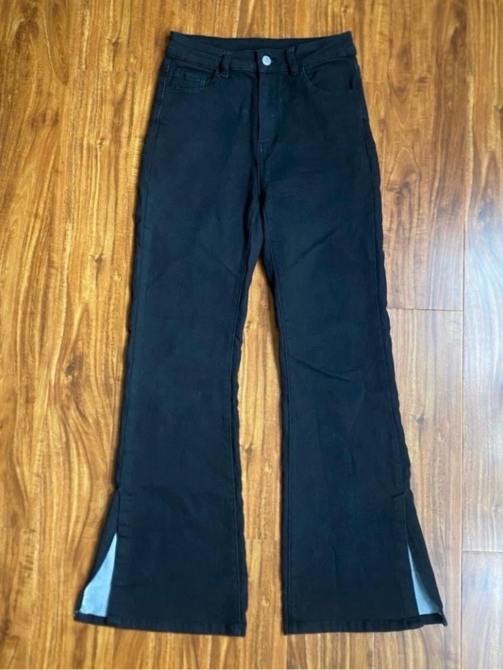 Cider Womens Black High Waist Bootcut Slit Stretch Pant Size XS Streetwear Boho
